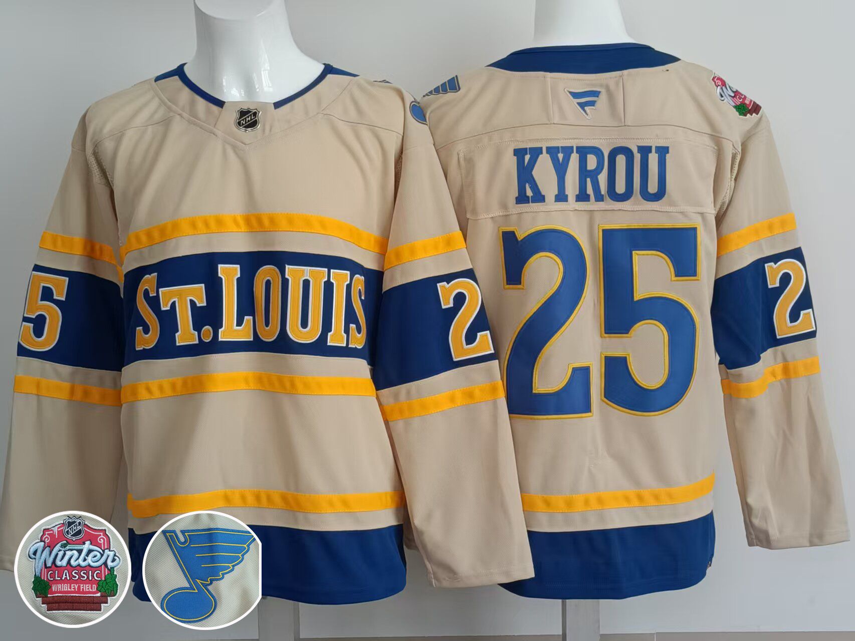 Men St.Louis Blues #25 Kyrou Cream 2025 Fanatics Classic Edition NHL Jersey->st.louis blues->NHL Jersey